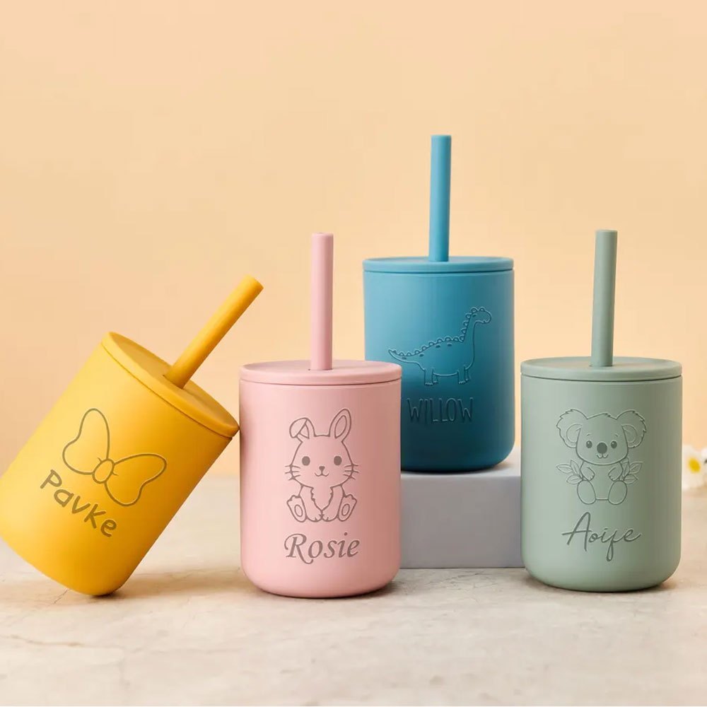 Baby Food Jars With Lids - Personalisierter Silikon-Trinkbecher mit Namen für Kinder,