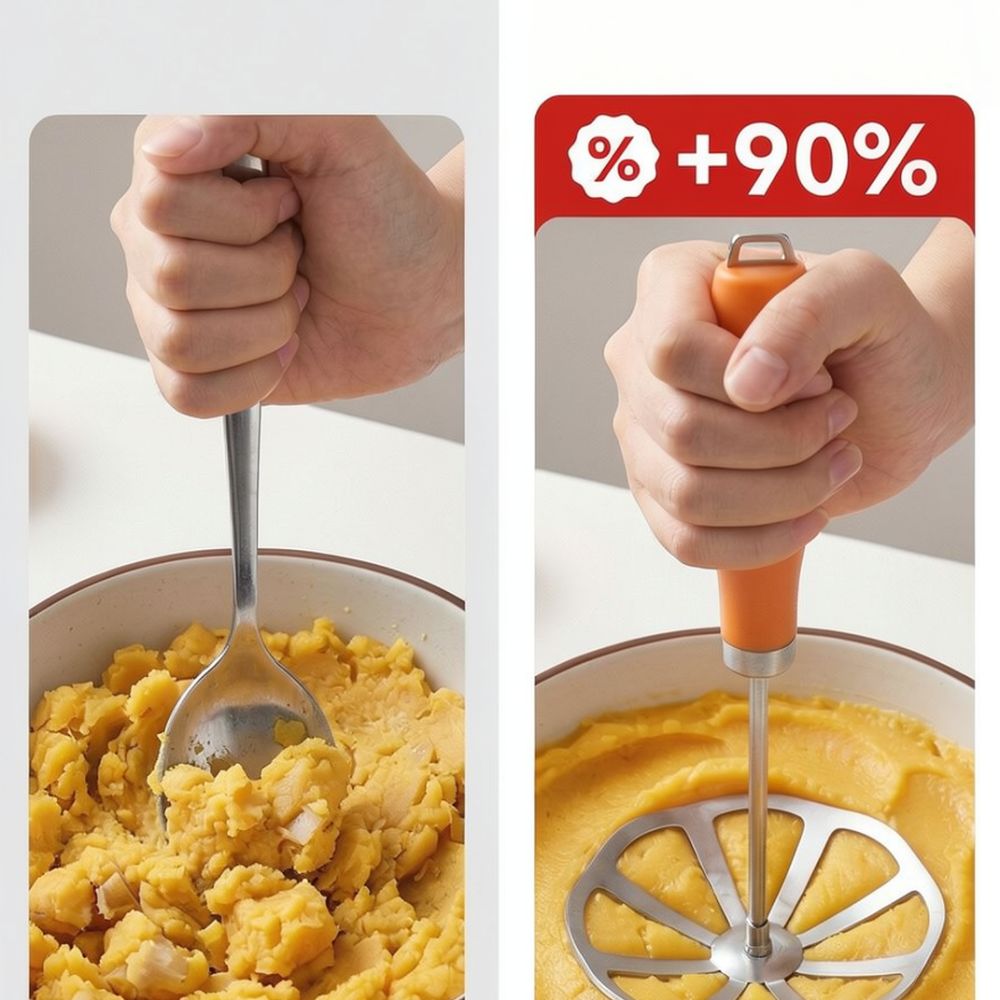 Baby Food Vegetables - 304 Edelstahl-Kartoffelstampfer, manueller Gemüsezerdrücker, abnehmbares Küchenzubehör